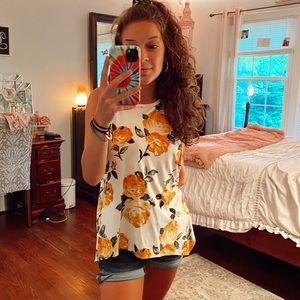 Yellow floral tank top